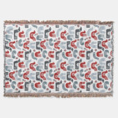 Red Blue Bird Folk Art Pattern Decke (Vorderseite)