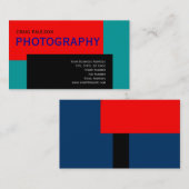 Red Blue Black Fotografy Business Card Visitenkarte (Vorne/Hinten)