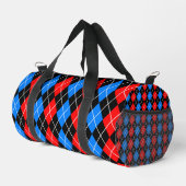 Red Blue Black Raute Diamond Patterndesign Duffle Bag (Rechte Ecke)