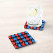 Red Blue Black Raute Diamond Patterndesign Getränkeuntersetzer (Rechte Seite)