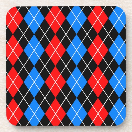 Red Blue Black Raute Diamond Patterndesign Getränkeuntersetzer (Vorderseite)