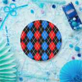 Red Blue Black Raute Diamond Patterndesign Pappteller (Party)
