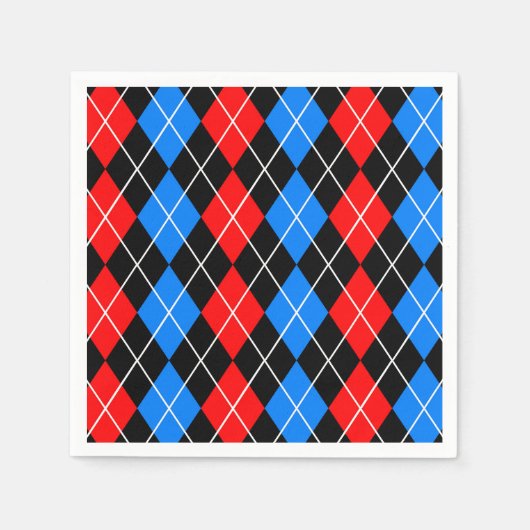 Red Blue Black Raute Diamond Patterndesign Serviette (Vorderseite)