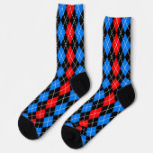Red Blue Black Raute Diamond Patterndesign Socken (Linkes Detail)