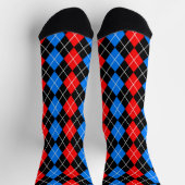 Red Blue Black Raute Diamond Patterndesign Socken (Oben)
