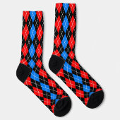 Red Blue Black Raute Diamond Patterndesign Socken (Rechts)