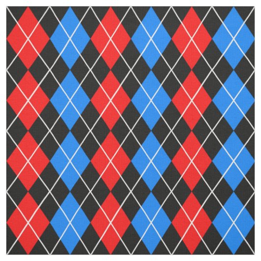 Red Blue Black Raute Diamond Patterndesign Stoff (Muster)