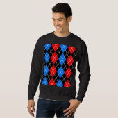 Red Blue Black Raute Diamond Patterndesign Sweatshirt (Vorne ganz)
