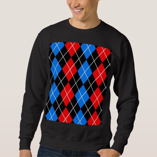 Red Blue Black Raute Diamond Patterndesign Sweatshirt (Vorderseite)