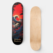 Red Blue Black Sea Wave Skateboard (Vorderseite)