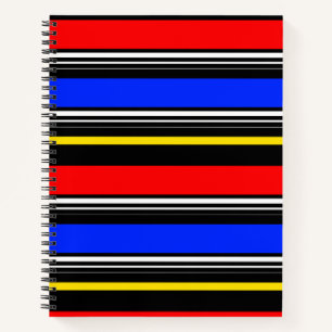 Red Blue Black Stripes Design Notizblock