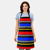 Red Blue Black Stripes Design Schürze (Getragen)