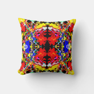 Red Blue Black Yellow Hypnosis Blume Pattern Kissen