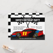 Red Blue Black Yellow Race Car Birthday Einladung (Vorderseite/Rückseite Beispiel)
