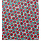 Red Blue Blume Geometric Abstrakt Duschvorhang (Vorderseite)