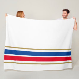 Red Blue Bottom Edge Racing Streifen auf der weiße Fleecedecke