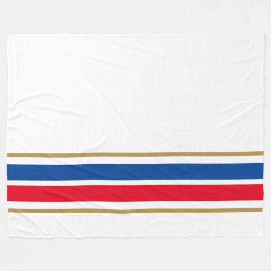 Red Blue Bottom Edge Racing Streifen auf der weiße Fleecedecke (Vorderseite (Horizontal))