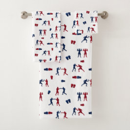 Red & Blue Boxing Boxhandschuhe Badhandtuch Set