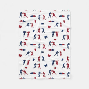 Red & Blue Boxing Gloves Boxer-Muster Fleecedecke