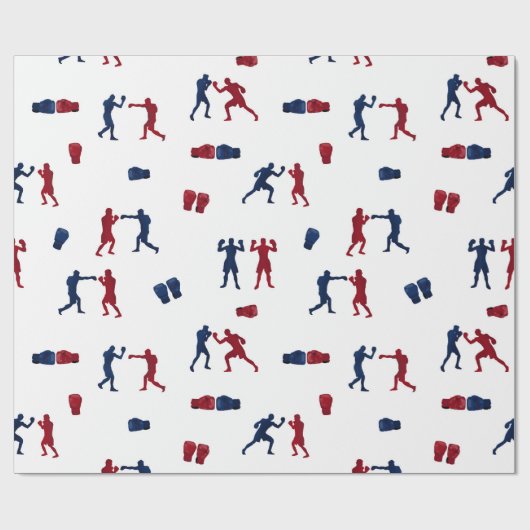 Red & Blue Boxing Gloves Boxer-Muster Geschenkpapier (Flach)