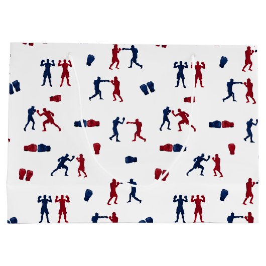 Red & Blue Boxing Gloves Boxer-Muster Große Geschenktüte (Rückseite)