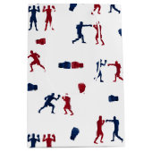 Red & Blue Boxing Gloves Boxer-Muster Mittlere Geschenktüte (Vorderseite)