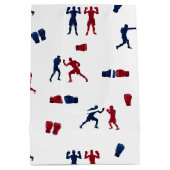 Red & Blue Boxing Gloves Boxer-Muster Mittlere Geschenktüte (Rückseite)