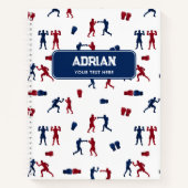 Red & Blue Boxing Gloves Boxer-Muster Notizblock (Vorderseite)