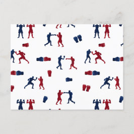 Red & Blue Boxing Gloves Boxer-Muster Postkarte
