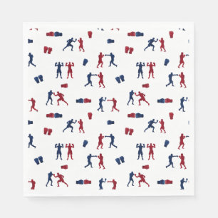 Red & Blue Boxing Gloves Boxer-Muster Serviette
