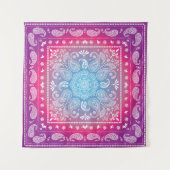 Red Blue Burst Tapestry Square (57" x %7") Wandteppich (Vorderseite (Horizontal))