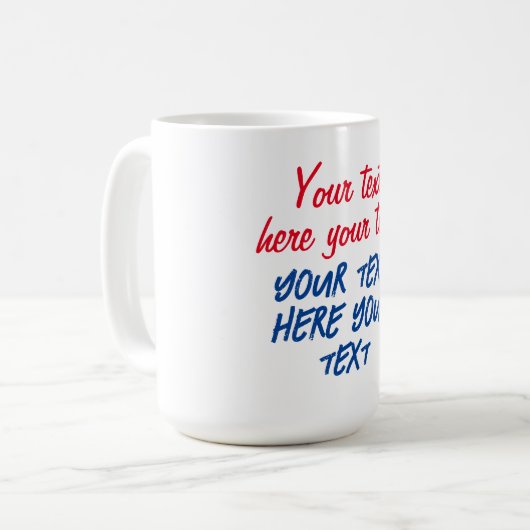 Red Blue Calligraphy Ihr Text hier ersetzen Slogan Kaffeetasse (Vorderseite Links)