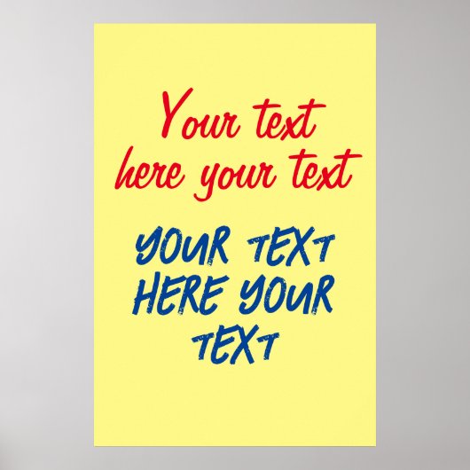 Red Blue Calligraphy Ihr Text hier ersetzen Slogan Poster (Vorne)