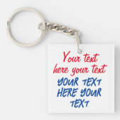 Red Blue Calligraphy Ihr Text hier ersetzen Slogan Schlüsselanhänger (Vorderseite)