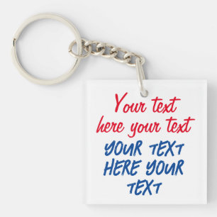 Red Blue Calligraphy Ihr Text hier ersetzen Slogan Schlüsselanhänger