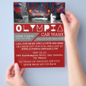 Red & Blue Car Wash, Cleaning Service Advertising Flyer (Hand)