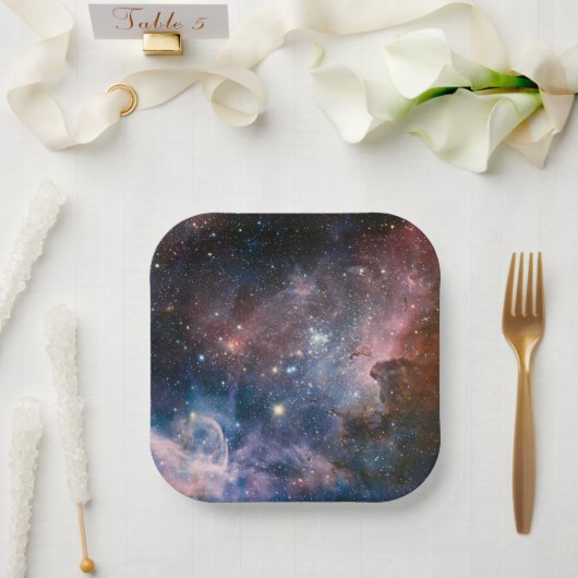 Red & Blue Carina Nebula Hubble Telescope Pappteller (Hochzeit)