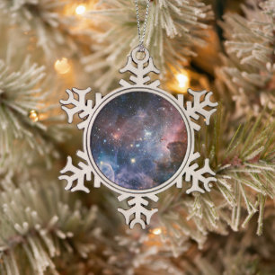 Red & Blue Carina Nebula Hubble Telescope Schneeflocken Zinn-Ornament