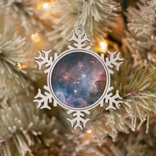 Red & Blue Carina Nebula Hubble Telescope Schneeflocken Zinn-Ornament (Baum)