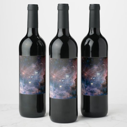 Red & Blue Carina Nebula Hubble Telescope Weinetikett (Flaschen)