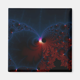 Red Blue Cells Fraktal Art Magnet