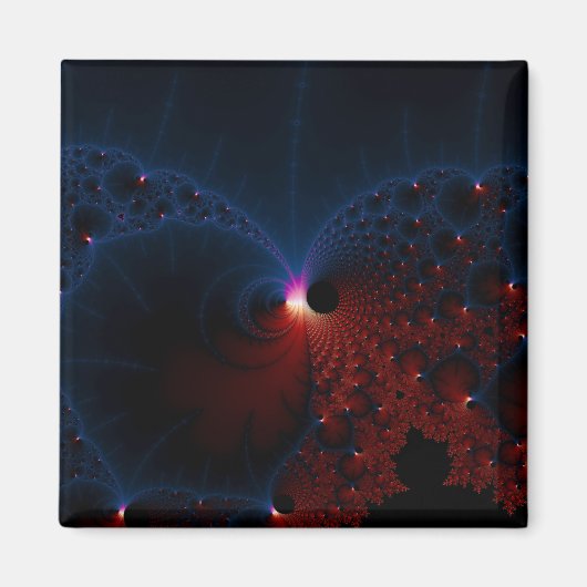 Red Blue Cells Fraktal Art Magnet (Vorne)