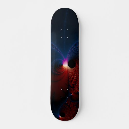 Red Blue Cells Fraktal Art Skateboard (Vorne)