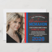 Red & Blue Chalkboard Abschluss Ankündigung (Vorderseite)