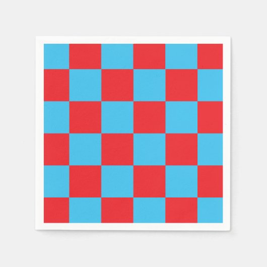 Red Blue Checked Karo Design Serviette (Vorderseite)