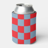Red Blue Checkerboard Retro Farbige Karo Dosenkühler (Kanne Vorderseite)