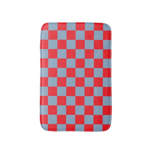 Red Blue Checkered Gingham Pattern Badematte (Vorderseite Vertikal)