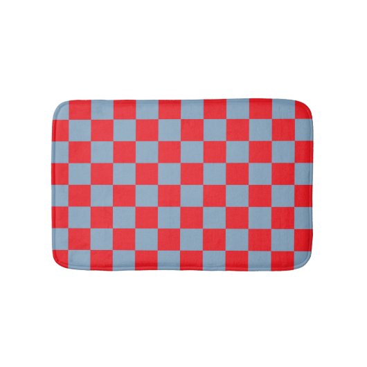 Red Blue Checkered Gingham Pattern Badematte (Vorderseite)