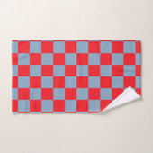Red Blue Checkered Gingham Pattern Badhandtuch Set (Handtuch)