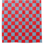 Red Blue Checkered Gingham Pattern Duschvorhang (Vorderseite)